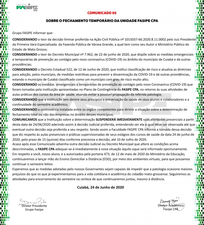 Comunicado URGENTE