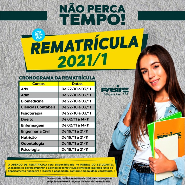 Cronograma de Rematrículas 2021 por Curso
