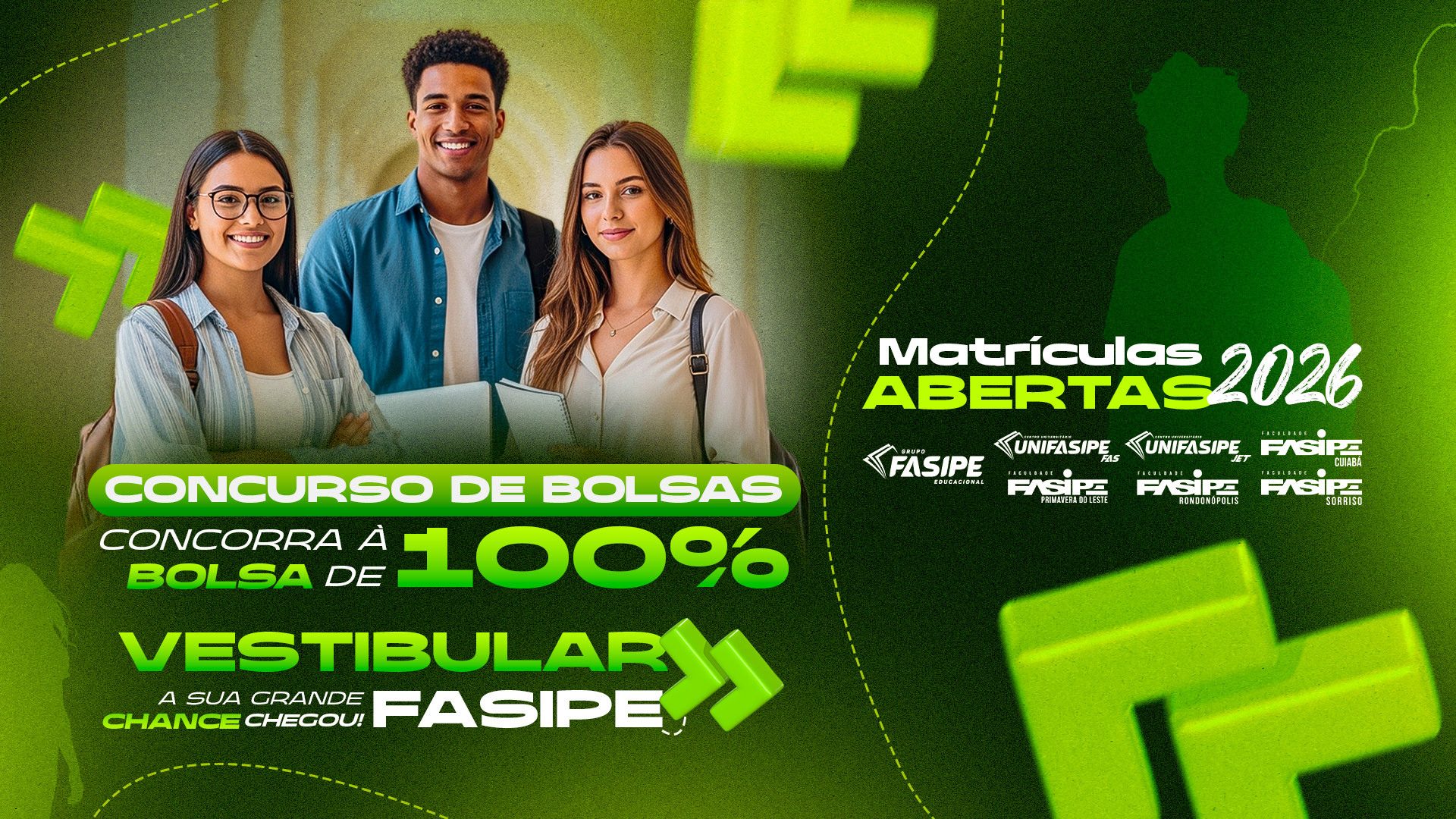 Grupo Fasipe lança Concurso de Bolsas 2026/1 com 137 oportunidades para novos universitários