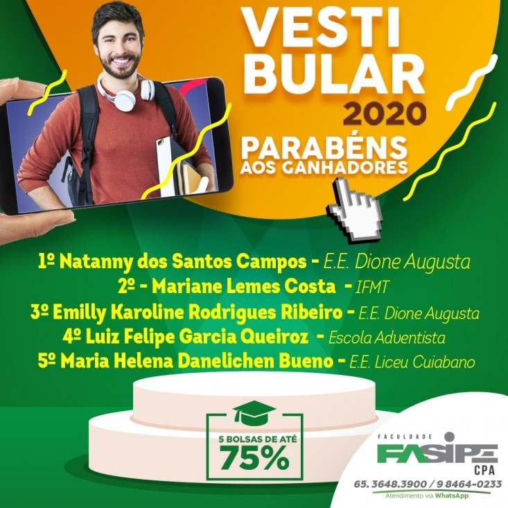 RESULTADO VESTIBULAR 2020/1 - GANHADORES DAS BOLSAS 